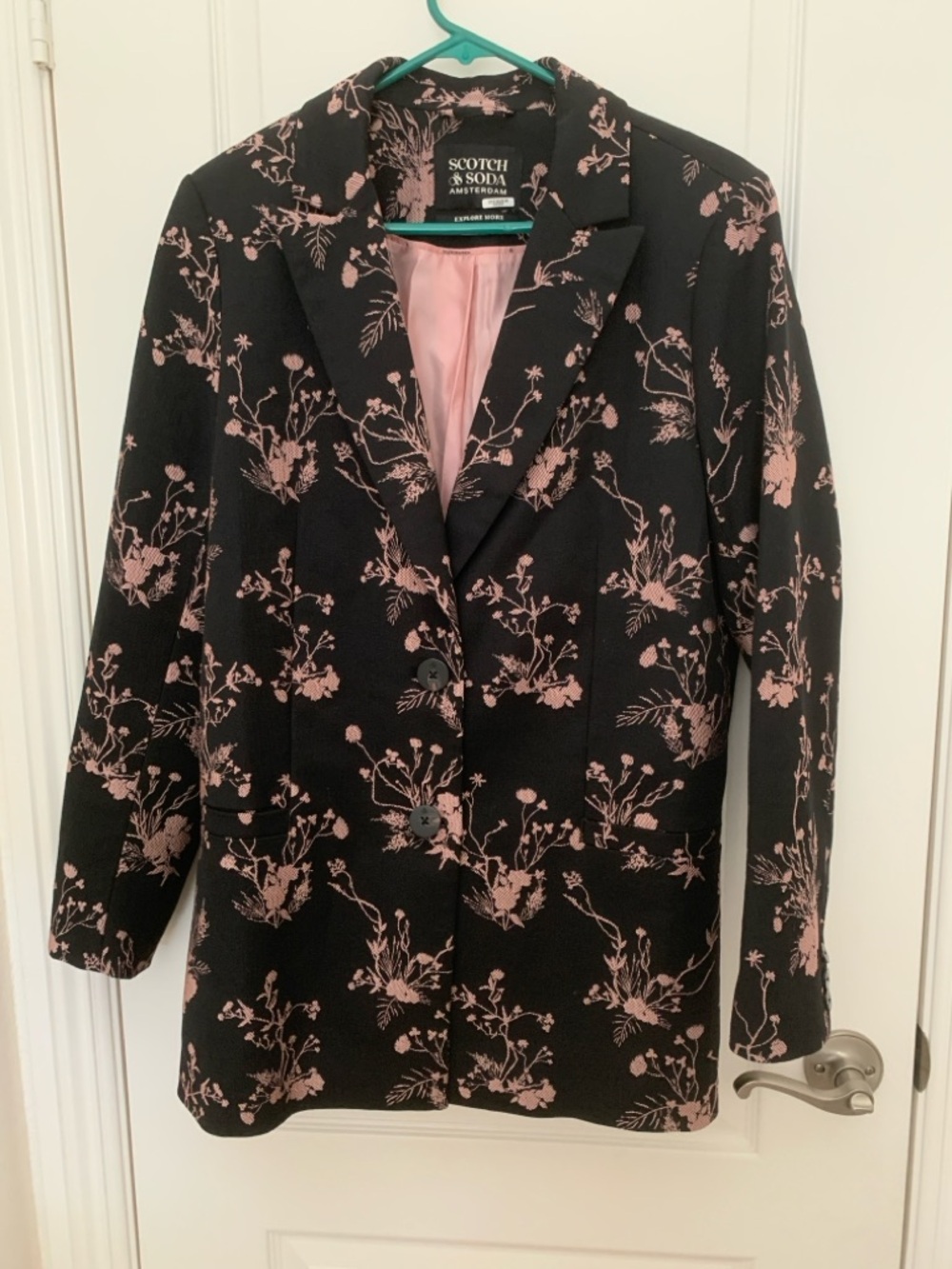 Scotch & Soda Floral Jacquard Longline Structured Blazer L